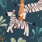Preview: SAVANA FRIENDS - Zebra im Dschungel - petrol - Jersey