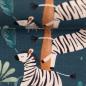 Preview: SAVANA FRIENDS - Zebra im Dschungel - petrol - Jersey