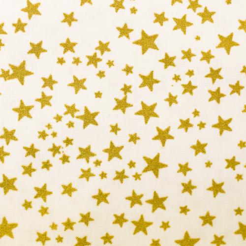 WEIHNACHTEN - Glitzer - goldene Sterne auf weiß - Webware