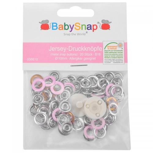 BabySnap Jersey Ring Druckknöpfe 10 mm, rosa
