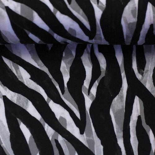 Viskosewebware MAILAND Zebra schwarz-grau-weiß