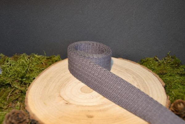  weiches Baumwoll-Gurtband - mittelgrau - 3 cm