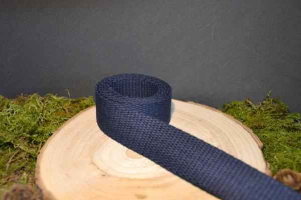 weiches Baumwoll-Gurtband - dunkelstes blau - 3 cm