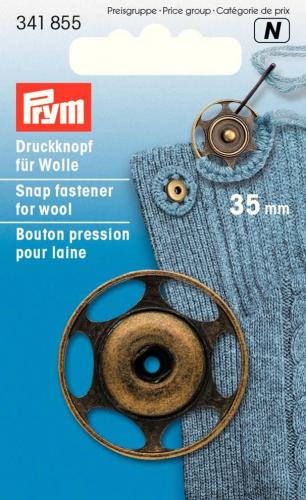 Annähdruckknopf für Wolle, altmessing - 35 mm