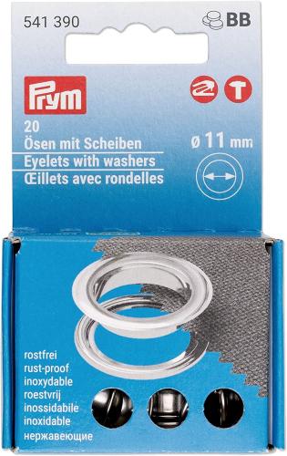 PRYM Ösen und Scheiben, 11,0 mm, silberfarbig