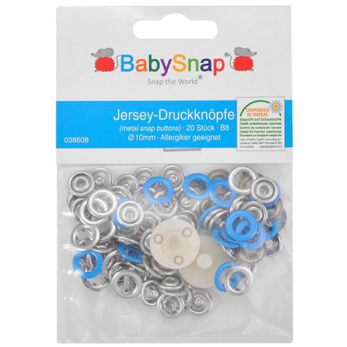 BabySnap Jersey Ring Druckknöpfe 10 mm, cyan