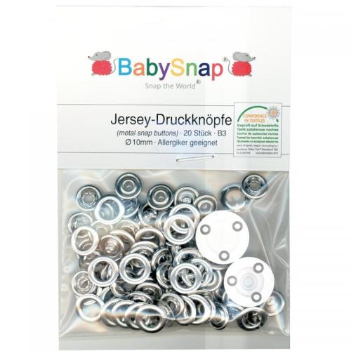 BabySnap Jersey Ring Druckknöpfe 10 mm, silber