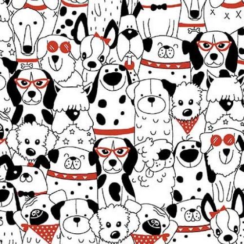 50 cm Michael Miller - bow wow wow - HAPPY HOUNDS - Patchworkstoff