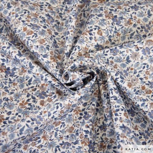 POPLIN LIGHT Swan Blue Flowers