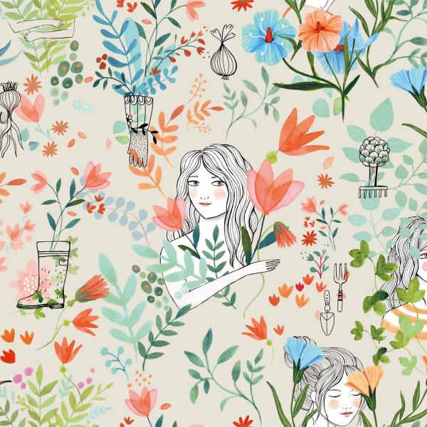 Katia Fabrics - Garden Flowers Popeline - Webware