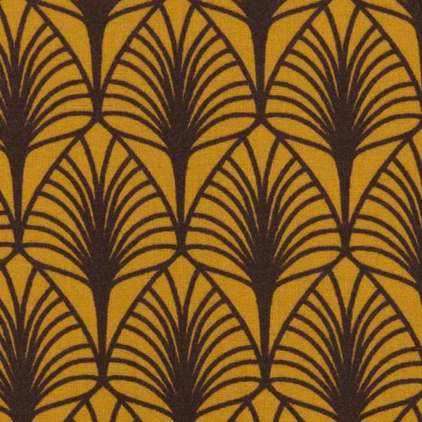 beschichtete Baumwolle „Leona“  - Blätter, goldgelb