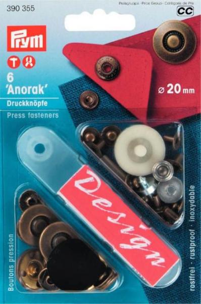 Anorak Druckknöpfe Ring 20mm - altmessing -