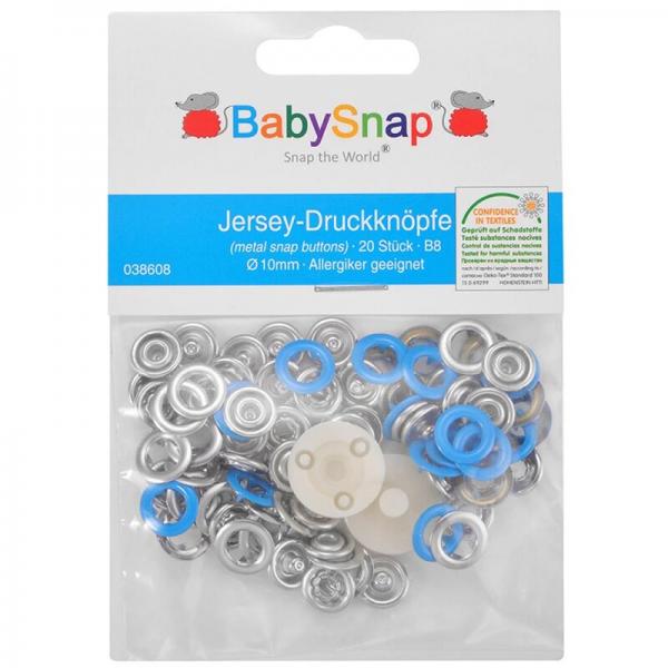 BabySnap Jersey Ring Druckknöpfe 10 mm, cyan