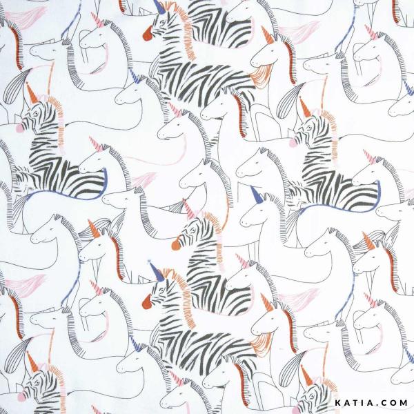 Katia Fabrics Be Unique! main -Zebra Einhorn - Popeline - Webware